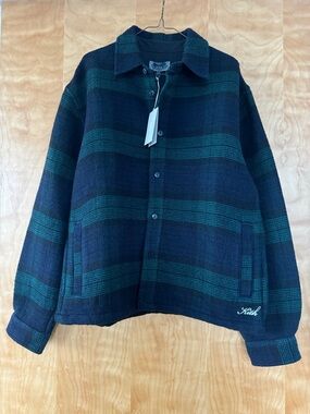 Kith Men's Navy & Forest Green Striped Shirt Jacket